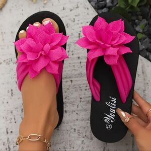 Women's Vibrant Pink Floral Sandals